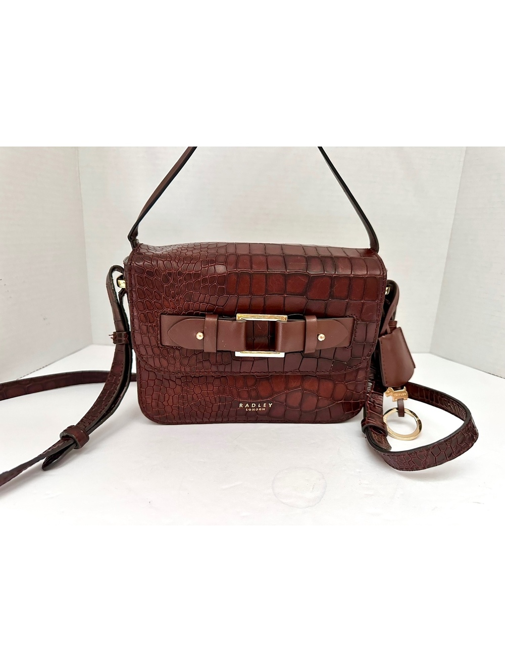 Radley London Agnes Street Small Flap-Over Crossbody Bag Croc-Embossed Leather